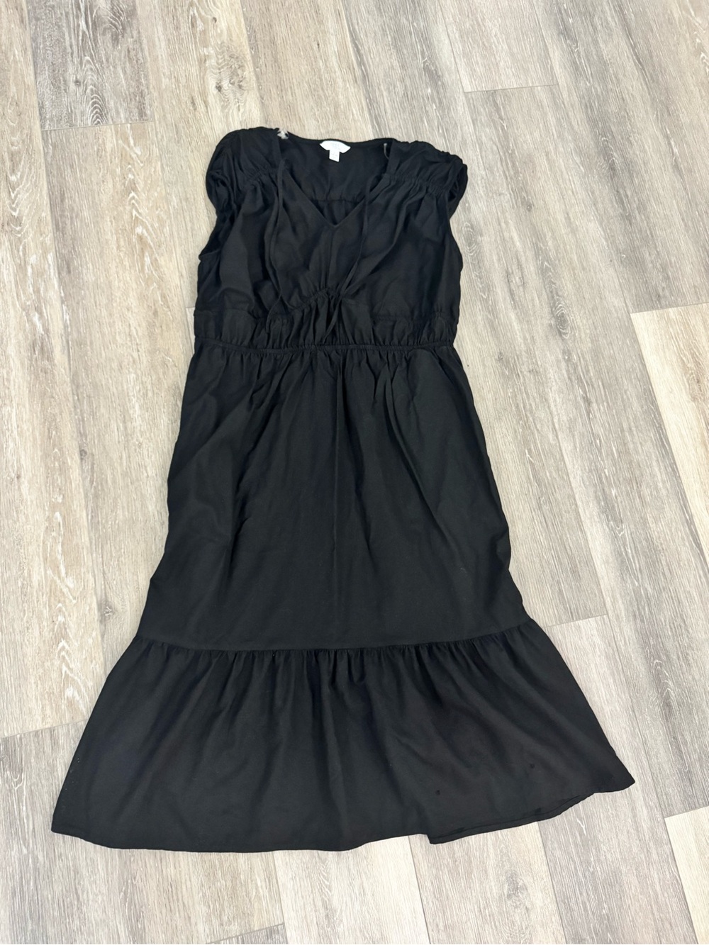 Time and Tru Black V-Neck Maxi Dress with Ruffle Hem